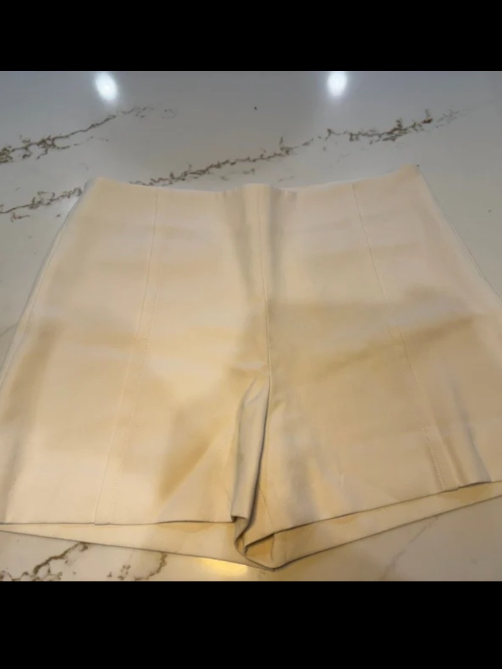 MANGO High Waisted Shorts (White; Size L)